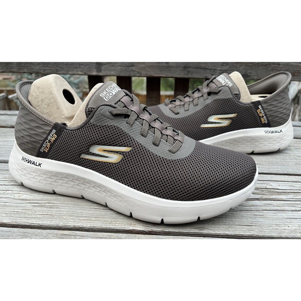 New! Skechers Slip-ins Men’s 11.5 Go Walk Flex Hands Up Shoes Brown 216496